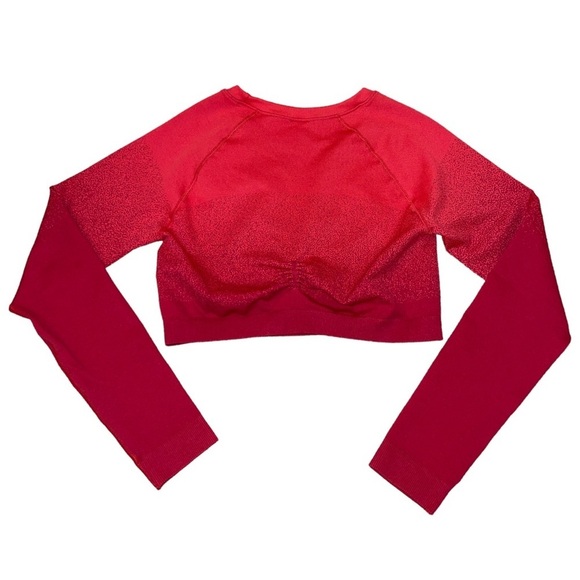 Gymshark red cropped long sleeve back cinch athletic top women’s size XL - Picture 2 of 5